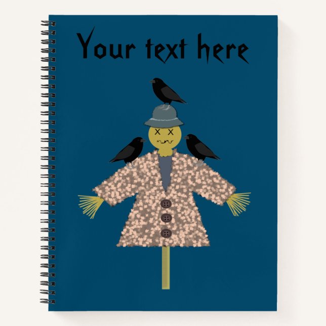 Halloween Straw Scarecrow and Ravens Custom Notebook (Front)