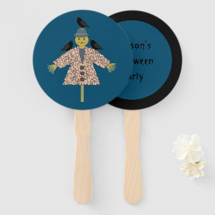 Halloween Straw Scarecrow and Ravens Custom Party Hand Fan