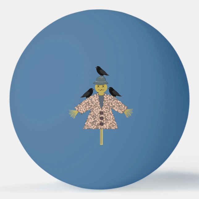 Halloween Straw Scarecrow and Ravens Ping Pong Ball (Front)