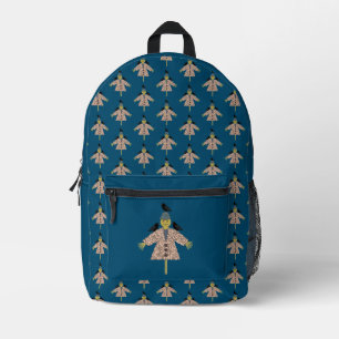 Halloween Straw Scarecrow and Ravens Printed Backpack