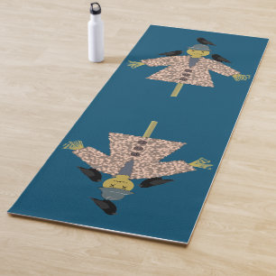 Halloween Straw Scarecrow and Ravens Yoga Mat