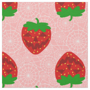 halloween strawberry rockabilly pink spiderweb fabric