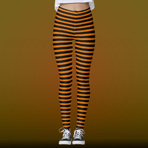 Halloween Striped Black & Orange  Leggings
