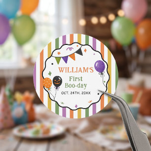 Halloween Striped Colourful Birthday Paper Sticker
