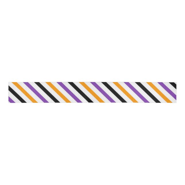 Halloween Stripes – Bold Diagonal Pattern Grosgrain Ribbon (Front)