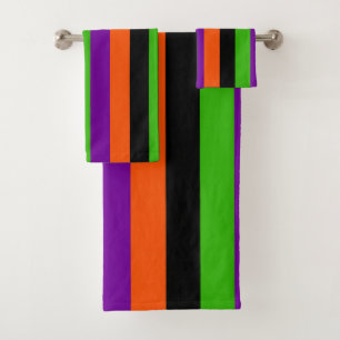 Halloween Stripes in Classic Colours Bath Towel Set