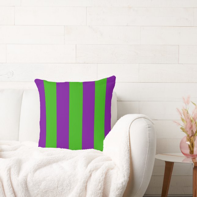 Halloween Stripes in Purple and Green Cushion (Couch)
