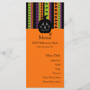 Halloween Stripes Pumpkin Menu Card