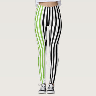 Halloween Stripes Purple Green Black Orange Leggings