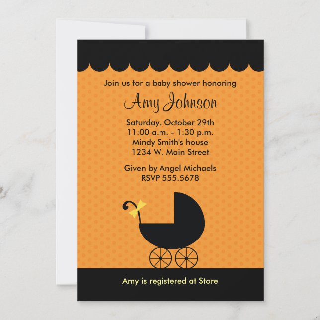 Halloween Stroller Baby Shower Invitations (Front)