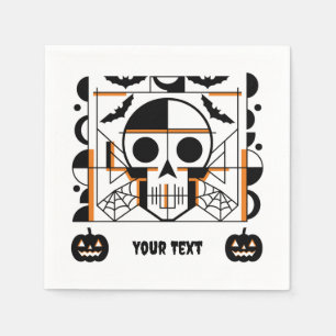Halloween-style skull, bats, spider webs napkin