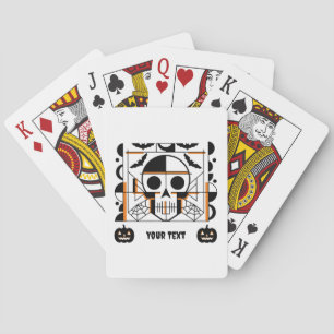 Halloween-style skull, bats, spider webs playing cards