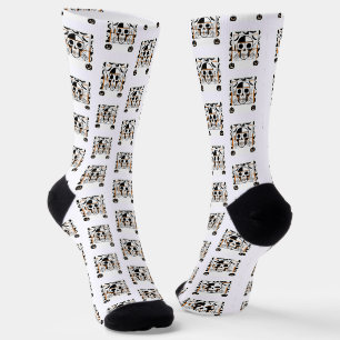 Halloween-style skull, bats, spider webs socks