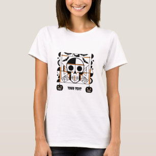 Halloween-style skull, bats, spider webs T-Shirt