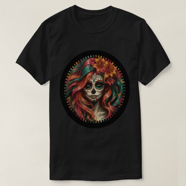 Halloween Sugar Skull Art Print 1 T-Shirt (Design Front)