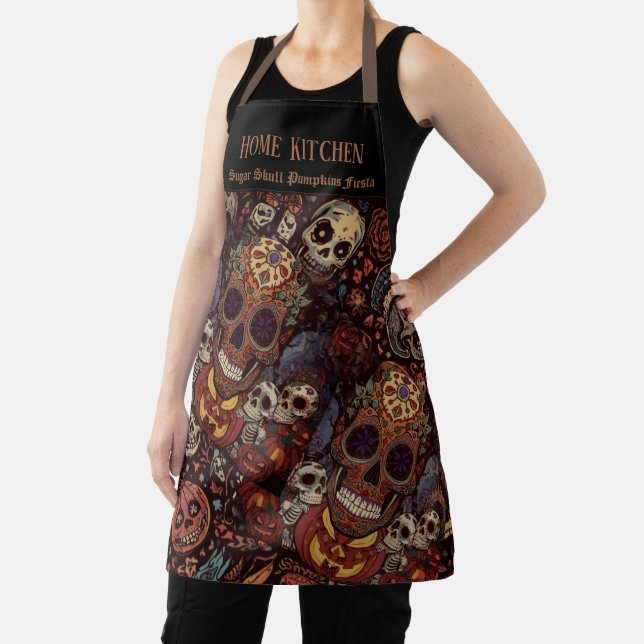 Halloween,Sugar Skull Pumpkins Fiesta, Calavera  A Apron (Insitu)