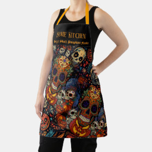 Halloween,Sugar Skull Pumpkins Fiesta, Calavera Apron