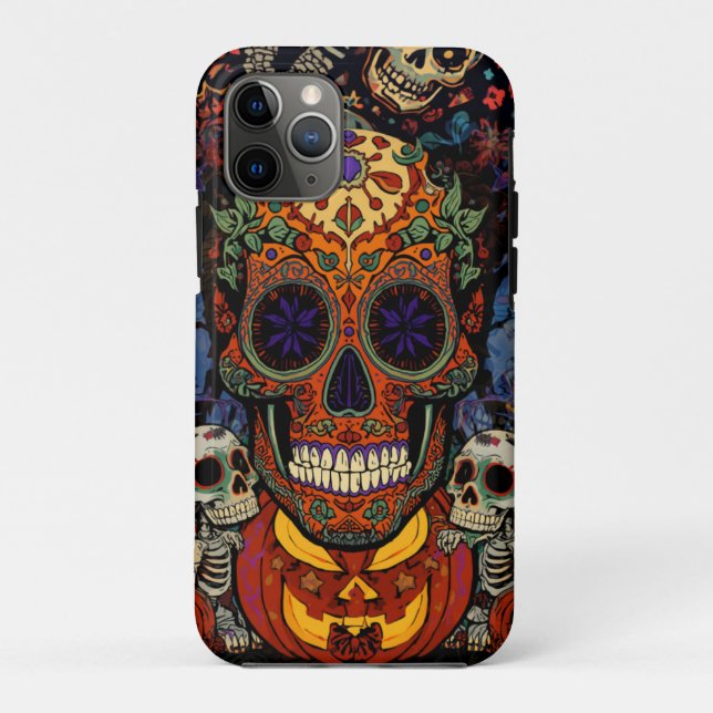 Halloween,Sugar Skull Pumpkins Fiesta, Calavera  Case-Mate iPhone Case (Back)