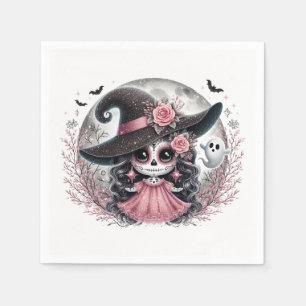 Halloween Sugar Skull Witch Napkin