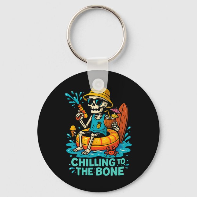 Halloween Summer Chilling To The Bone Skeleton Flo Key Ring (Front)
