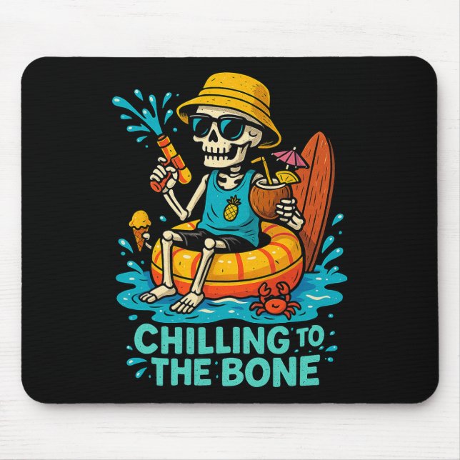 Halloween Summer Chilling To The Bone Skeleton Flo Mouse Pad (Front)