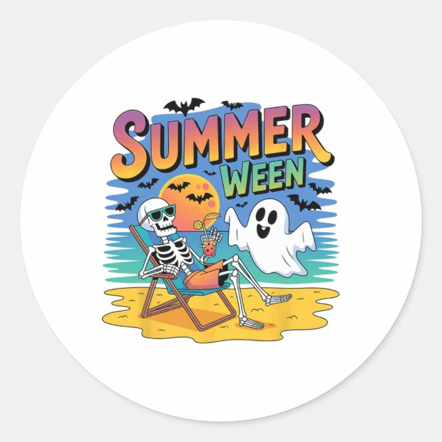 Halloween Summer  Classic Round Sticker (Front)