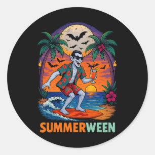 Halloween Summer Ween Dracula Costume Beach Party Classic Round Sticker