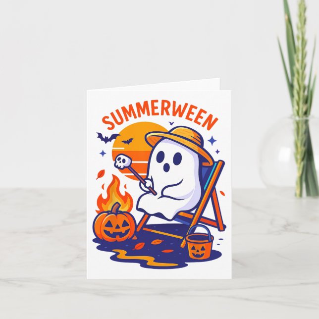 Halloween Summer Ween Funny Boo Vacation Float Cos Card (Front)