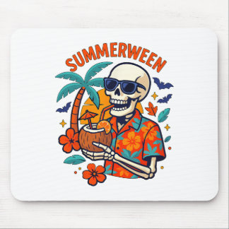 Halloween Summer Ween Skeleton Spooky Vacation Flo Mouse Pad