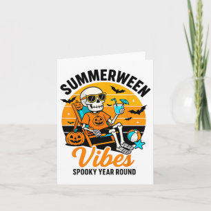 Halloween Summer Ween Vibes Spooky Skeleton Float  Card
