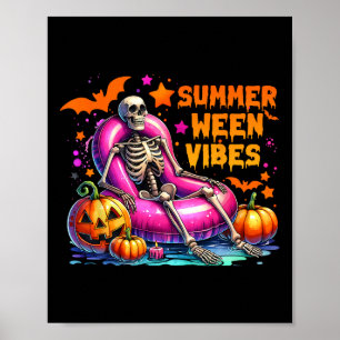 Halloween Summerween Vibes Summer Vacation Skeleto Poster