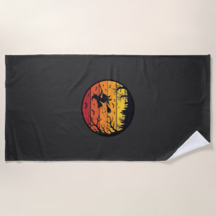 Halloween Sunset Witch Silhouette Retro Circle Des Beach Towel