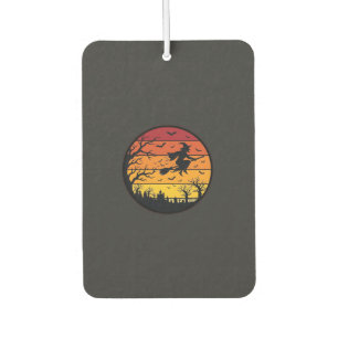 Halloween Sunset Witch Silhouette Retro Circle Des Car Air Freshener