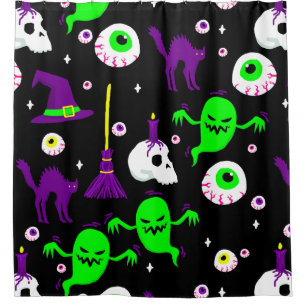 halloween supernatural eerie haunted ghost eyeball shower curtain