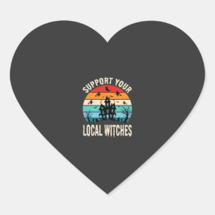 Halloween Support Your Local Witches Haunted House Heart Sticker