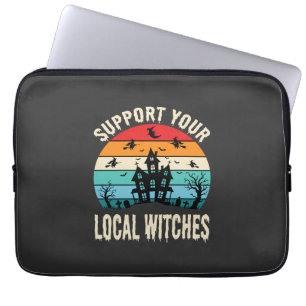 Halloween Support Your Local Witches Haunted House Laptop Sleeve