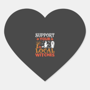 Halloween Support Your Local Witches Vintage Graph Heart Sticker