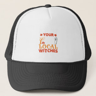 Halloween Support Your Local Witches Vintage Graph Trucker Hat