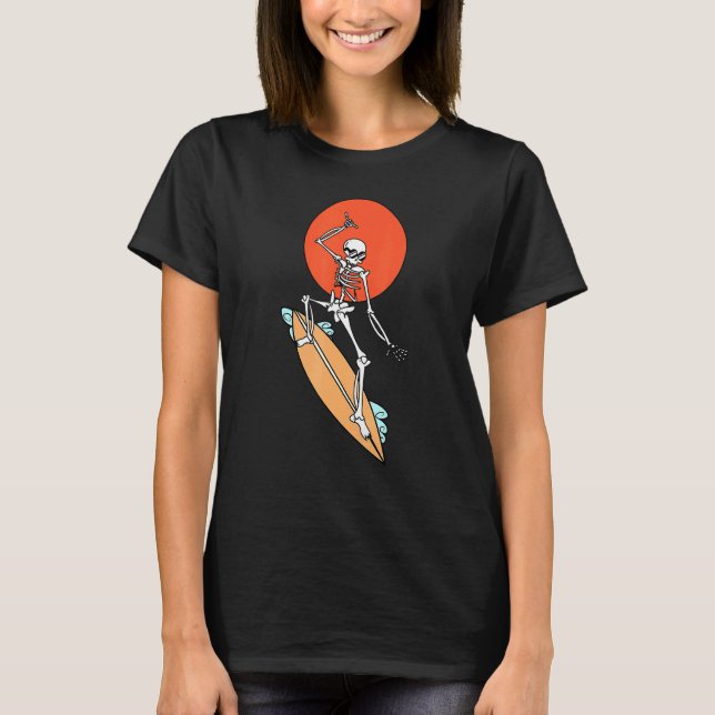 Halloween Surf Skeleton T-Shirt (Front)