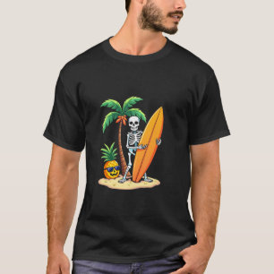 Halloween Surfer Skeleton Costume Hawaii Surf T-Shirt