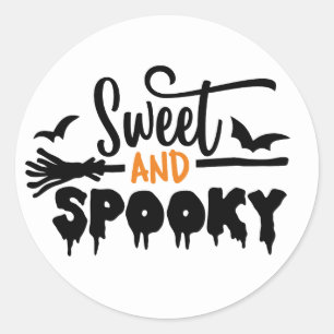Halloween Sweet And Spooky Typographic Text Classic Round Sticker