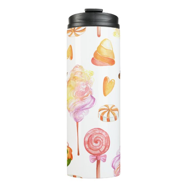 Halloween sweets seamless pattern thermal tumbler (Front)