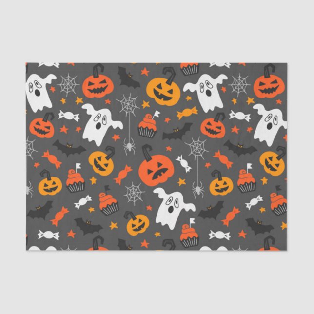 Halloween Symbols Cool Halloween Pattern Tissue Paper (Front)