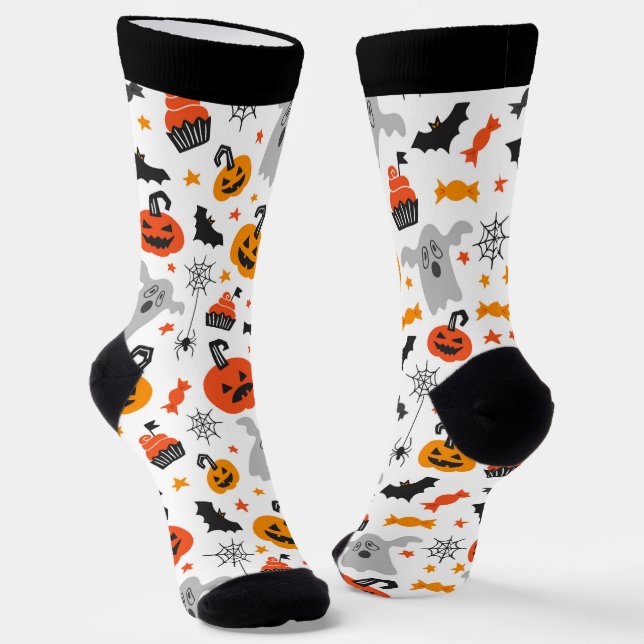 Halloween symbols seamless pattern 2 socks (Angled)