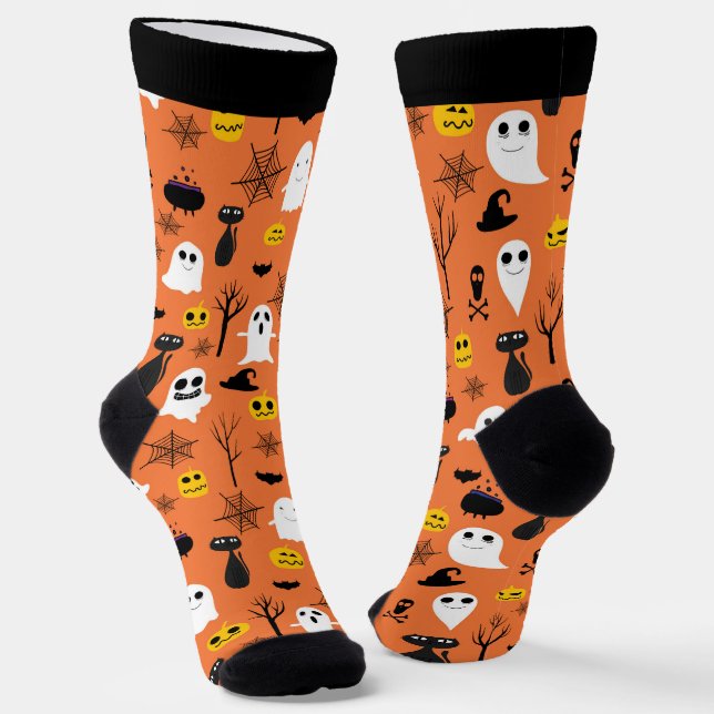 Halloween symbols seamless pattern 3 socks (Angled)