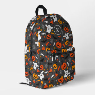 Halloween symbols seamless pattern monogram printed backpack
