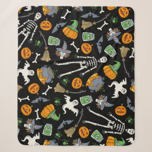 Halloween Symbols Vintage Seamless Background Sherpa Blanket