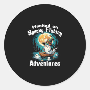 Halloween T  Hooked on Spooky Fishing Classic Round Sticker
