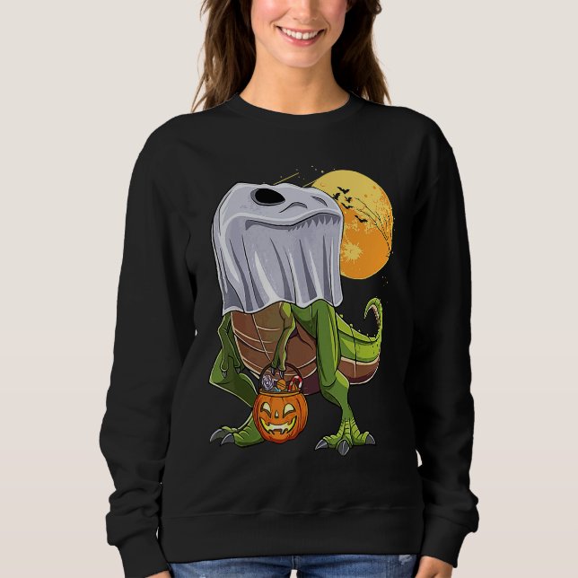 Halloween T Rex Dinosaur Ghost Boo Trick Rarw Trea Sweatshirt (Front)