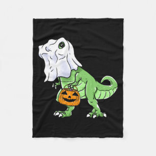 Halloween T Rex Dinosaur Ghost Trick Or Treat For Fleece Blanket